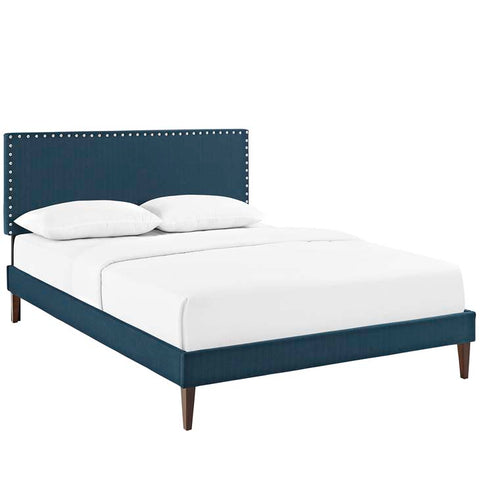 Phoebe Queen Fabric Platform Bed with Squared Tapered Legs