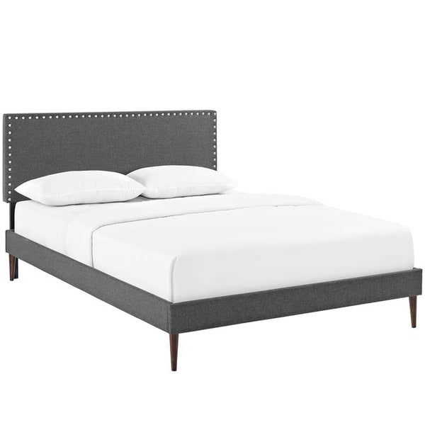 Phoebe Queen Fabric Platform Bed with Round Tapered Legs