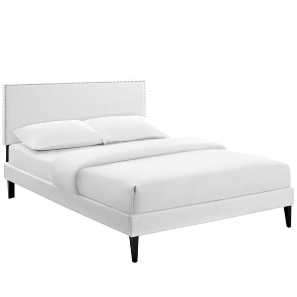 Phoebe King Vinyl Platform Bed with Squared Tapered Legs