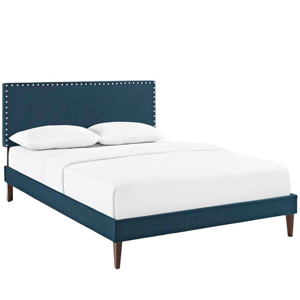 Phoebe King Fabric Platform Bed with Squared Tapered Legs