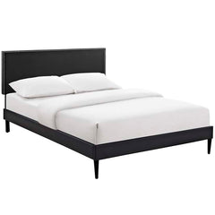 Phoebe King Vinyl Platform Bed with Round Tapered Legs