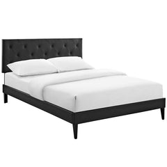 Terisa Full Vinyl Platform Bed with Squared Tapered Legs