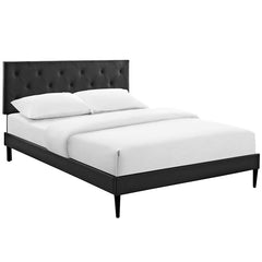 Terisa Full Vinyl Platform Bed with Round Tapered Legs