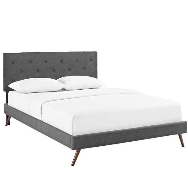 Terisa Queen Fabric Platform Bed with Round Splayed Legs