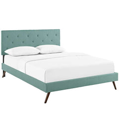 Terisa Queen Fabric Platform Bed with Round Splayed Legs