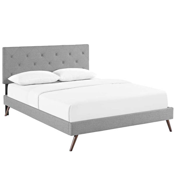 Terisa Queen Fabric Platform Bed with Round Splayed Legs