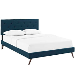 Terisa King Fabric Platform Bed with Round Splayed Legs