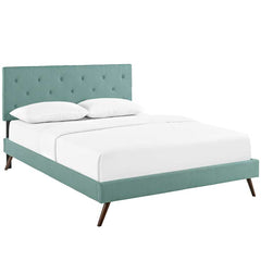 Terisa King Fabric Platform Bed with Round Splayed Legs