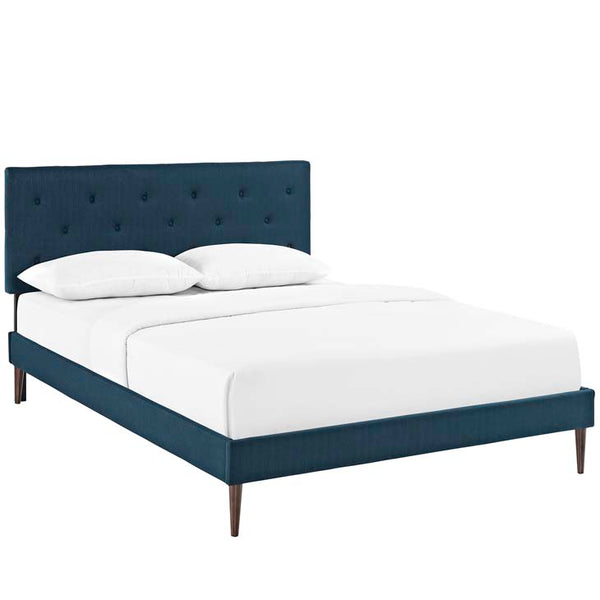 Terisa King Fabric Platform Bed with Round Tapered Legs