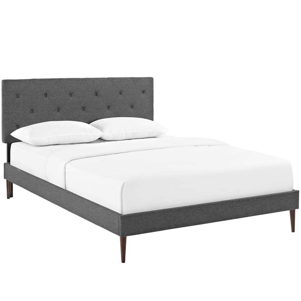 Terisa King Fabric Platform Bed with Round Tapered Legs