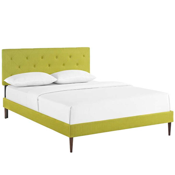 Terisa King Fabric Platform Bed with Round Tapered Legs