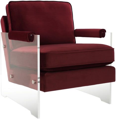 Serena Burgundy Velvet/Lucite Chair - Heaven's Gate Home & Garden