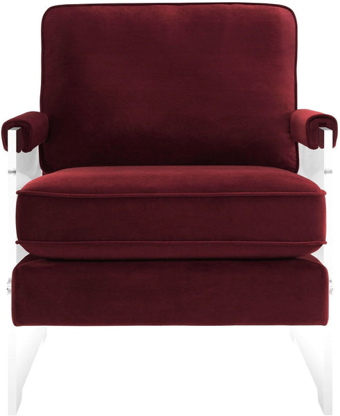 Serena Burgundy Velvet/Lucite Chair