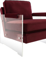 Serena Burgundy Velvet/Lucite Chair