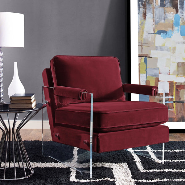Serena Burgundy Velvet/Lucite Chair