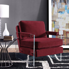 Serena Burgundy Velvet/Lucite Chair