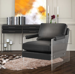 Serena Black Eco Leather/Lucite Chair
