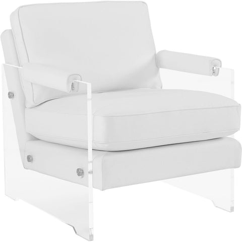 Serena White Eco Leather/Lucite Chair - Heaven's Gate Home & Garden