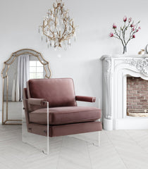 Serena Blush Velvet/Lucite Chair