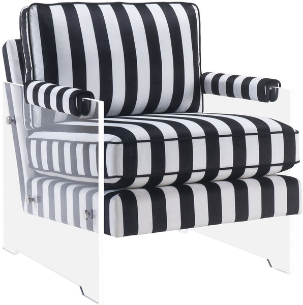 Serena Black and White Velvet/Lucite Chair