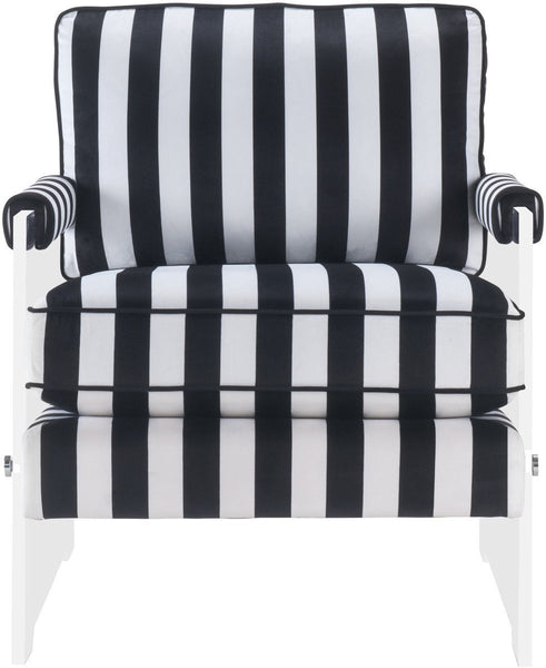 Serena Black and White Velvet/Lucite Chair