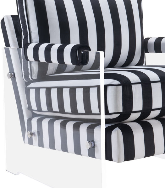 Serena Black and White Velvet/Lucite Chair