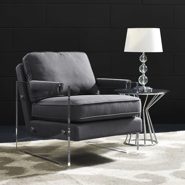 Serena Grey Linen/Lucite Chair