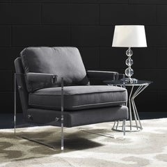 Serena Grey Linen/Lucite Chair