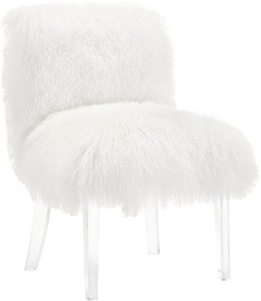 Sophie White Sheepskin Lucite Chair