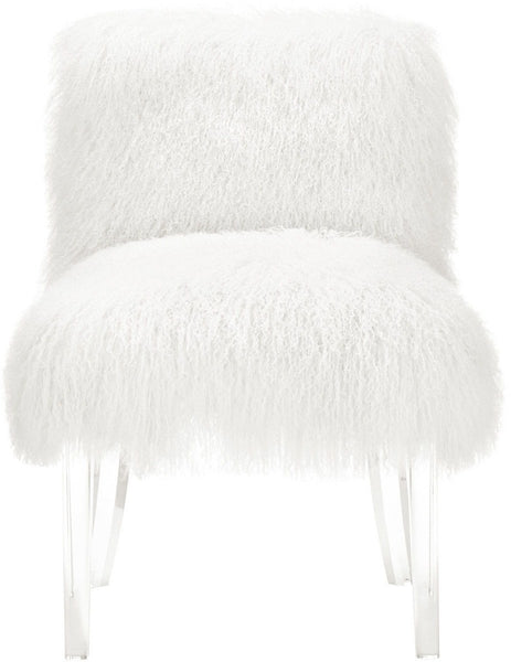 Sophie White Sheepskin Lucite Chair