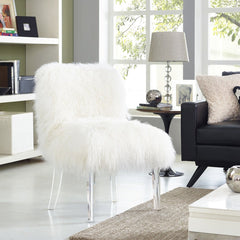 Sophie White Sheepskin Lucite Chair
