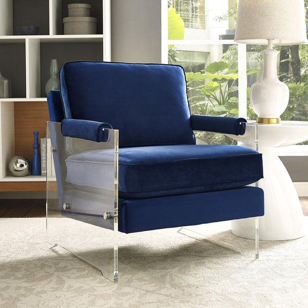 Serena Navy Velvet/Lucite Chair