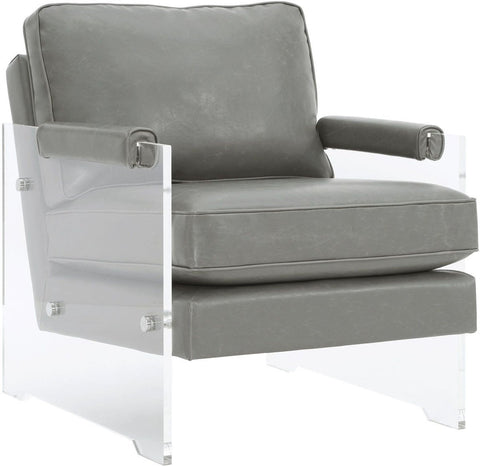 Serena Grey Eco Leather/Lucite Chair - Heaven's Gate Home & Garden