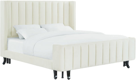 Waverly Cream Velvet Bed in Queen - Heaven's Gate Home & Garden