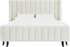 Waverly Cream Velvet Bed in Queen