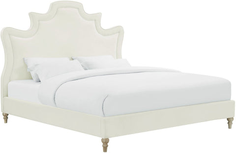 Serenity Cream Velvet Bed in Full - Heaven's Gate Home & Garden