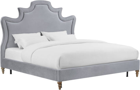 Serenity Grey Velvet Bed in King - Heaven's Gate Home & Garden