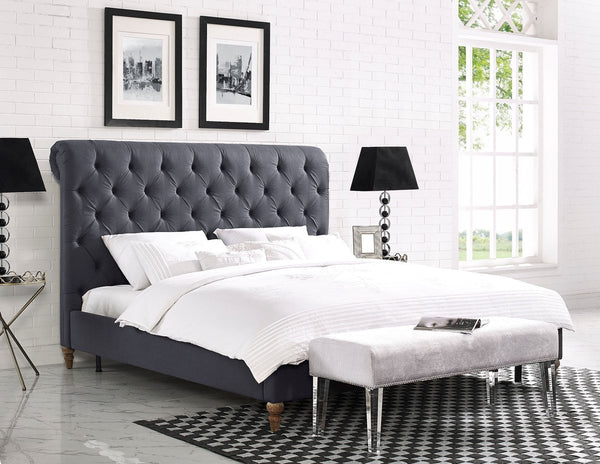 Oxford Grey Linen Bed in Queen