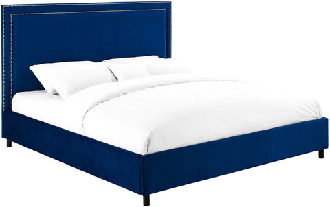 Reed Navy Velvet Bed in King - Heaven's Gate Home & Garden