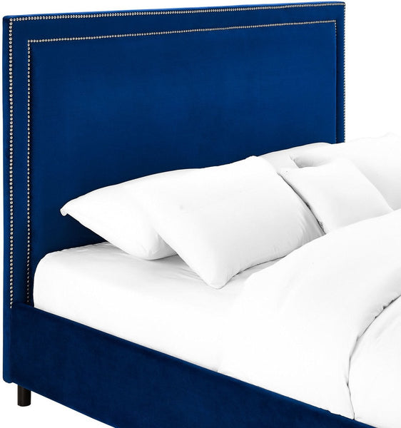 Reed Navy Velvet Bed in King