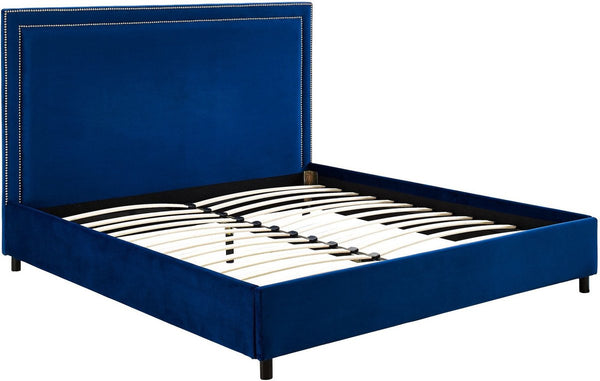 Reed Navy Velvet Bed in King