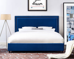 Reed Navy Velvet Bed in King