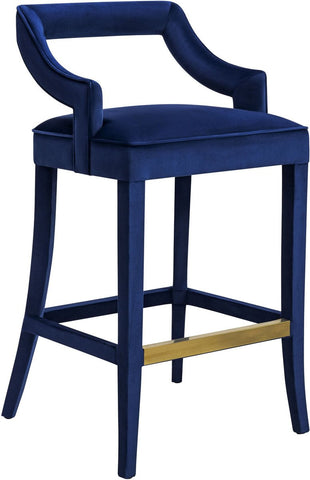 Tiffany Navy Velvet Bar Stool - Heaven's Gate Home & Garden