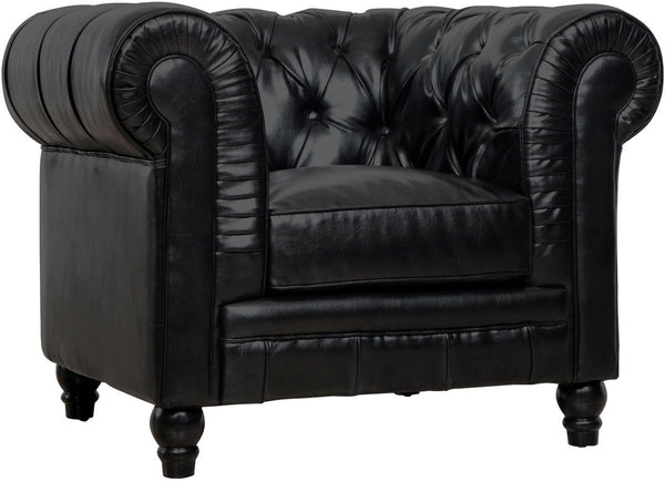 Zahara Black Leather Club Chair