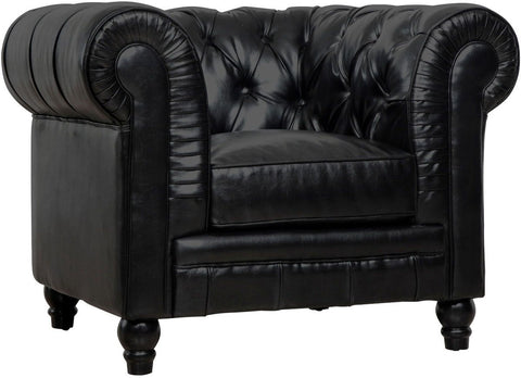 Zahara Black Leather Club Chair - Heaven's Gate Home & Garden