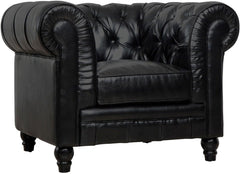 Zahara Black Leather Club Chair