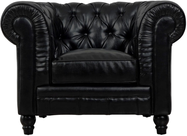 Zahara Black Leather Club Chair