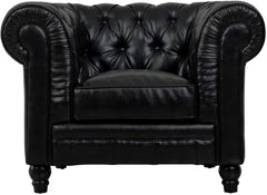 Zahara Black Leather Club Chair