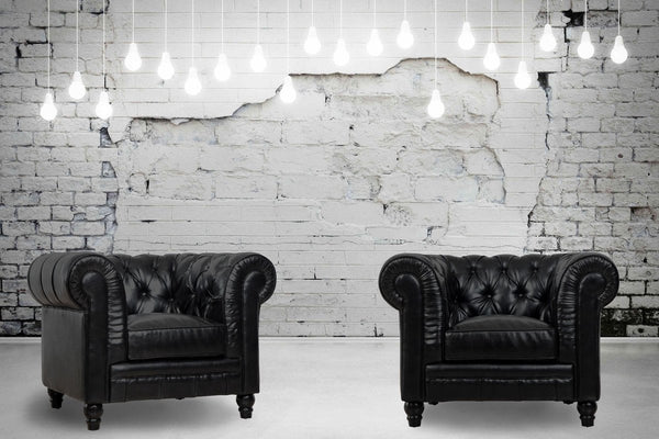 Zahara Black Leather Club Chair