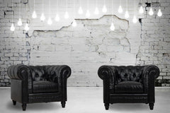 Zahara Black Leather Club Chair